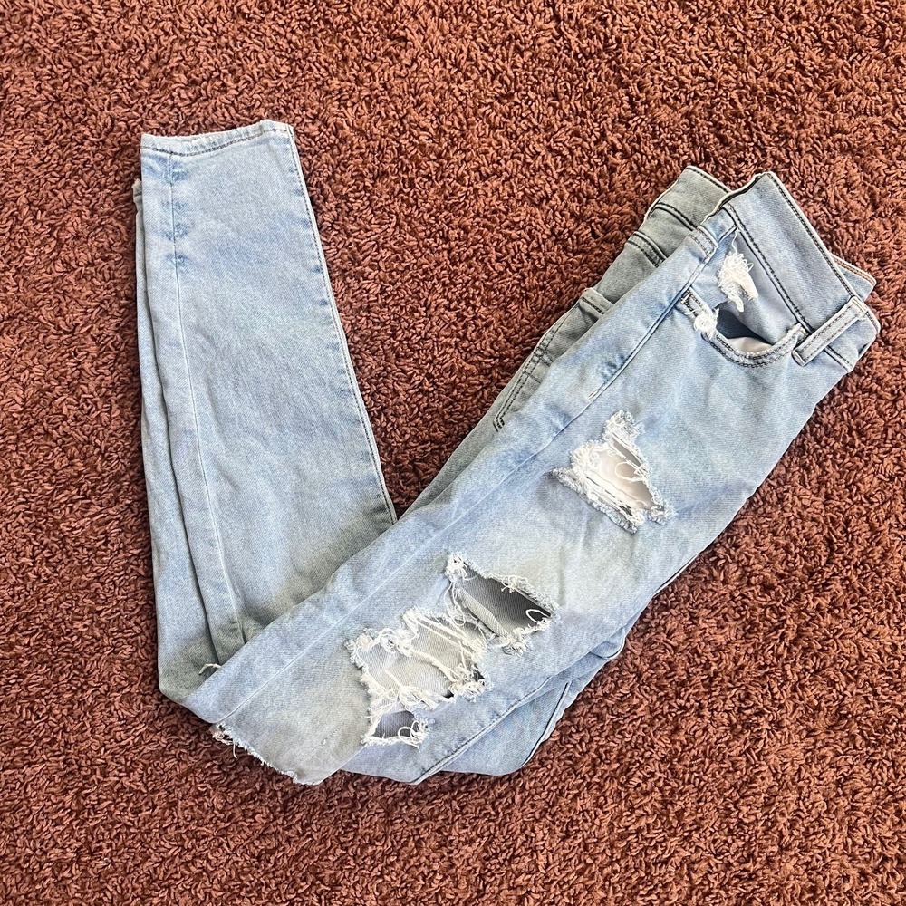 American Eagle Ne(x)t Level Stretch High Rise Distressed Skinny Jeans‎ Size 0